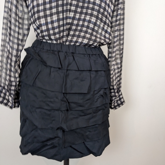 Michael Kors frilly cotton black mini skirt sz 0 - Picture 4 of 6